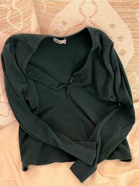 Emerald Green Ribbed Long Sleeve Top - XXL